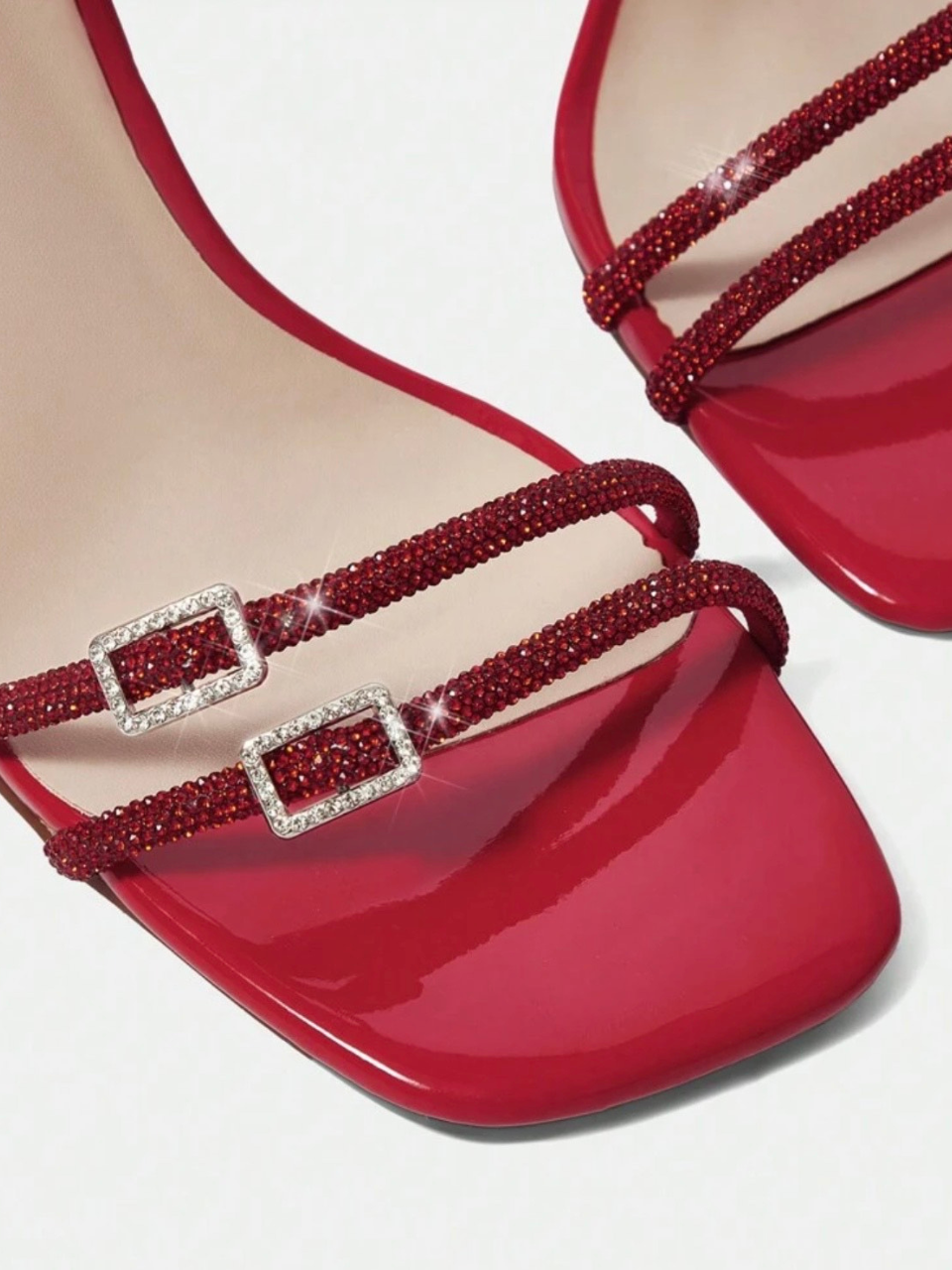 Cuccoo Rhinestone Squared Toe Heel