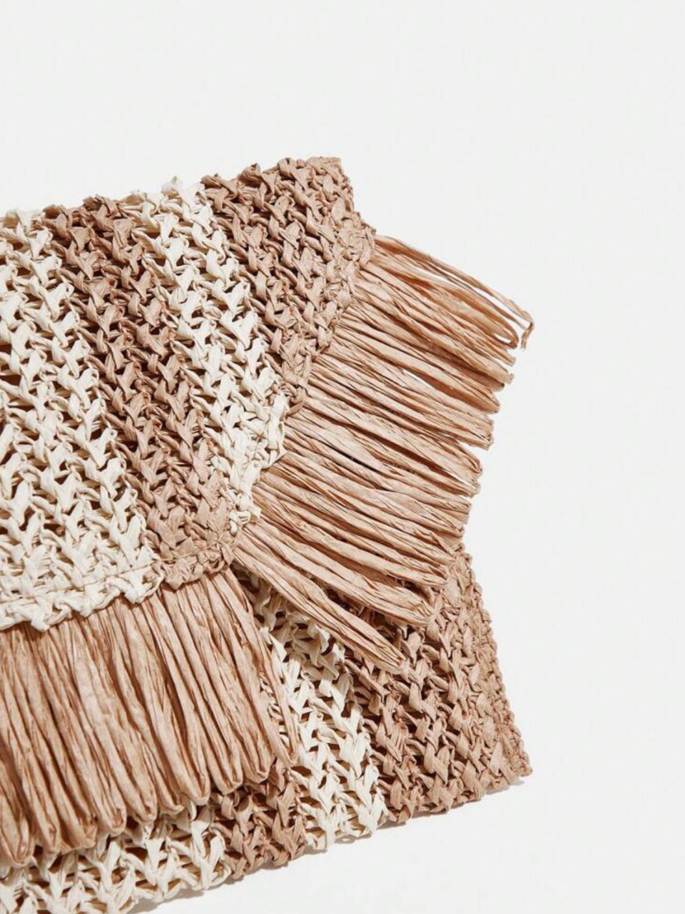 Fringe Trim Woven Bag