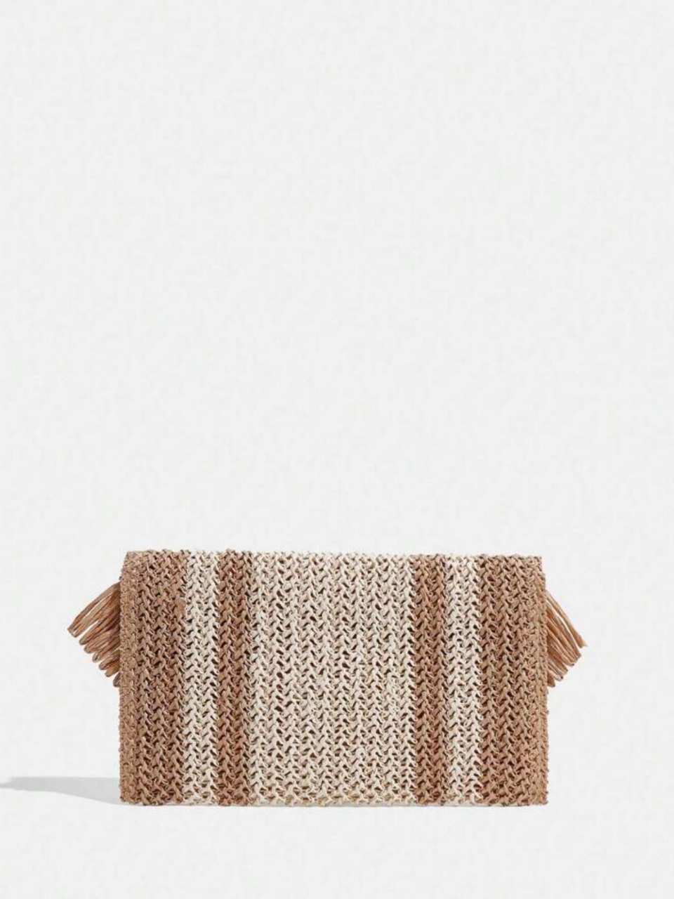 Fringe Trim Woven Bag