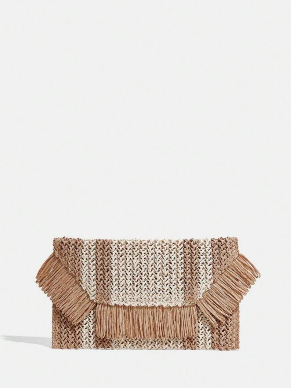 Fringe Trim Woven Bag