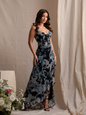 Aqua Ruffled Floral Corset Maxi