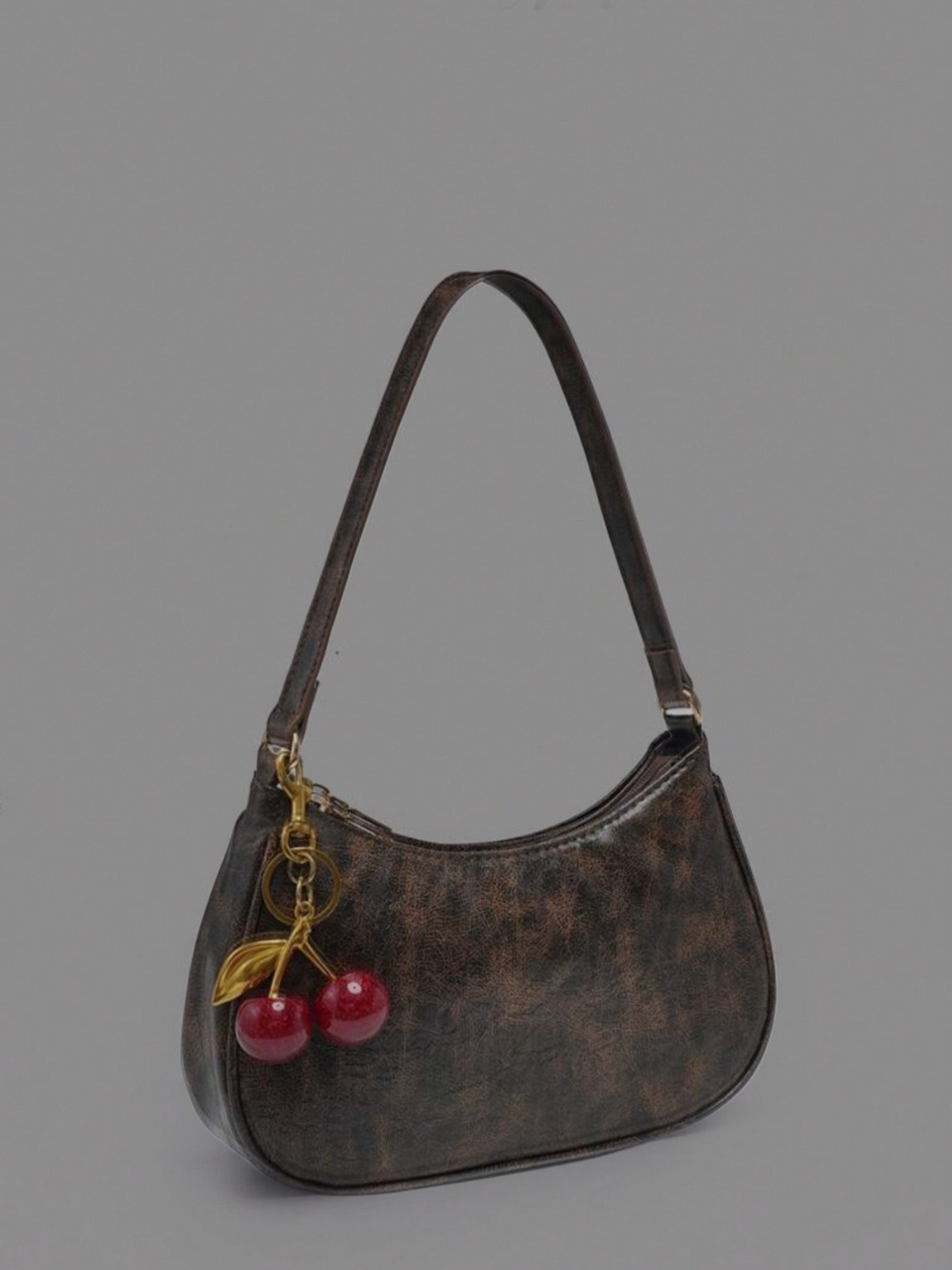 Cherry Detail Baguette Bag