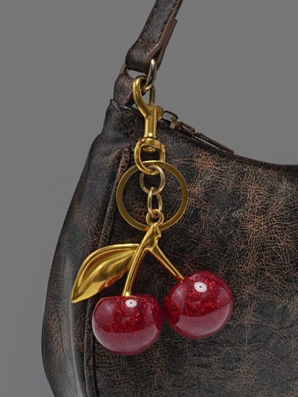 Cherry Detail Baguette Bag