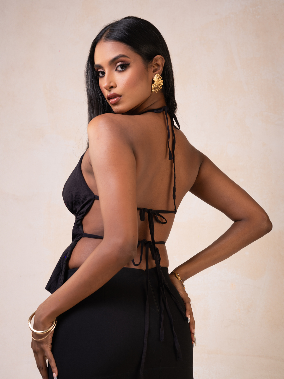 Chrome Halter Backless Top