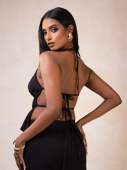 Chrome Halter Backless Top