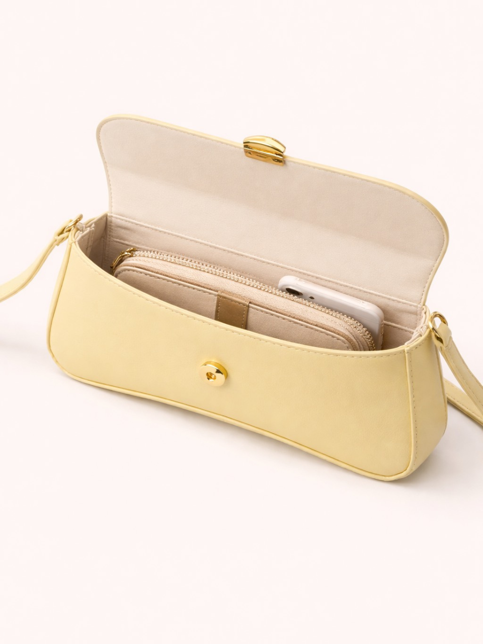 Clariva Butter Yellow Minimalist Shoulder Bag