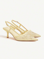 Cuccoo Embroidered Ankle Strap Stiletto