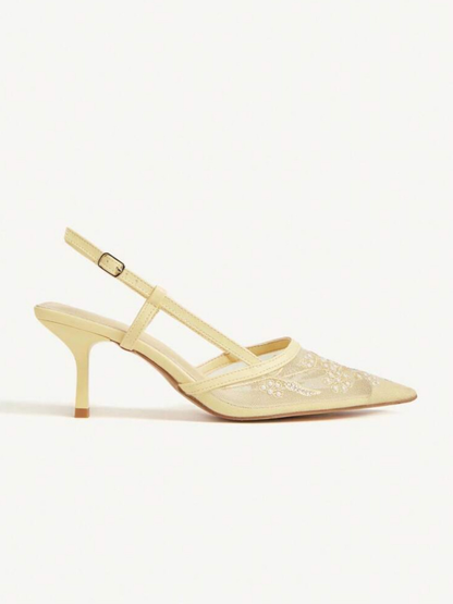 Cuccoo Embroidered Ankle Strap Stiletto