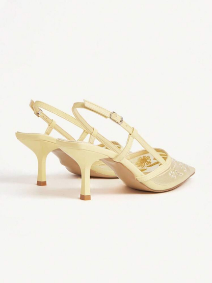 Cuccoo Embroidered Ankle Strap Stiletto