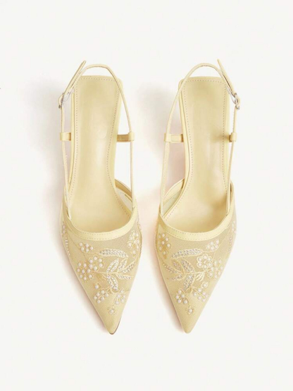 Cuccoo Embroidered Ankle Strap Stiletto