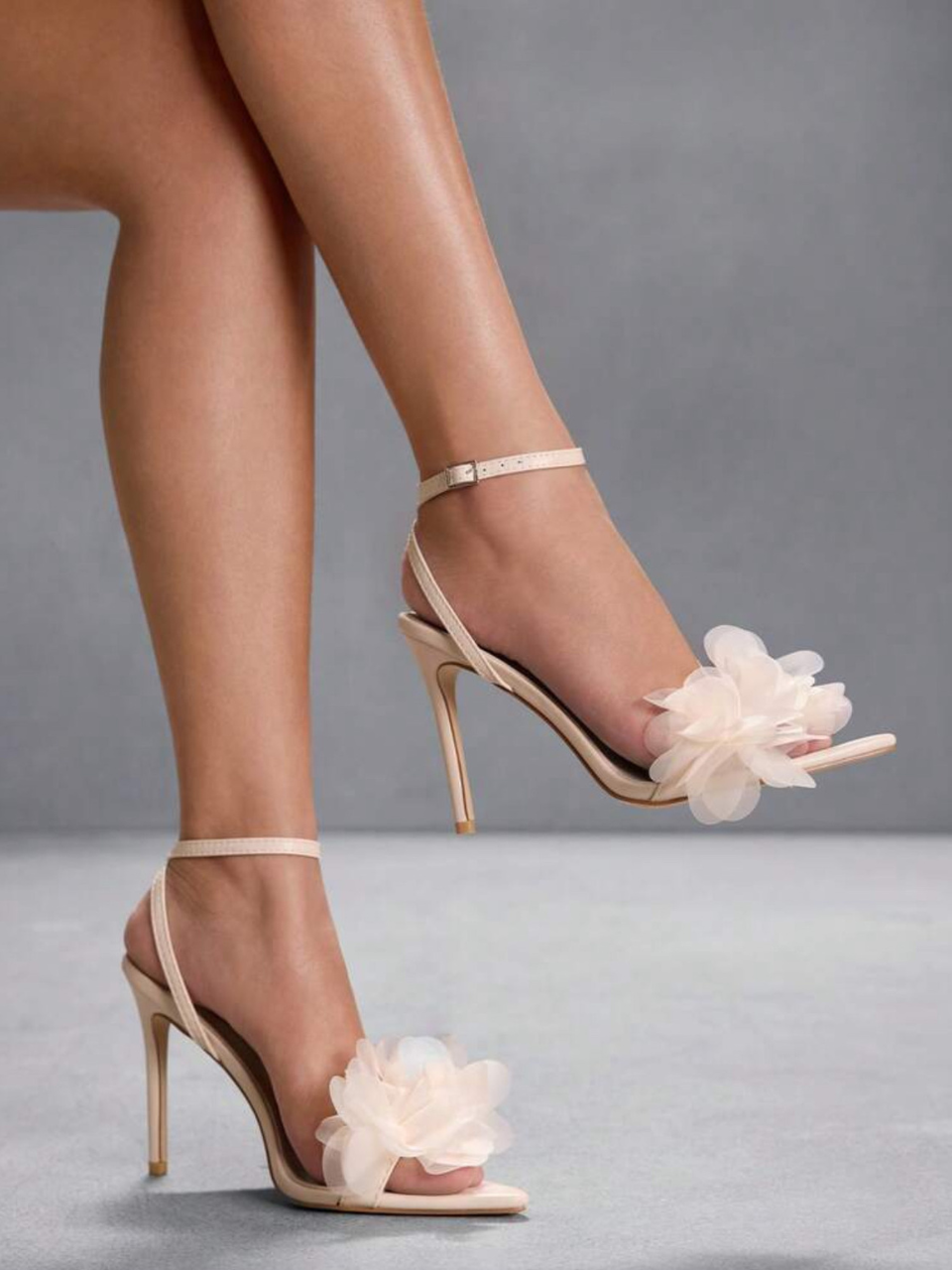 Cuccoo Floral Ankle Strap Heel