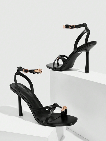 Cuccoo Metal Ring Strap Heels