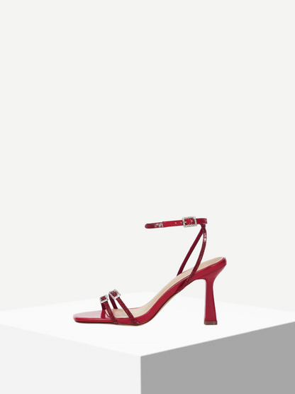 Cuccoo Rhinestone Squared Toe Heel