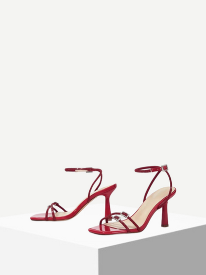 Cuccoo Rhinestone Squared Toe Heel