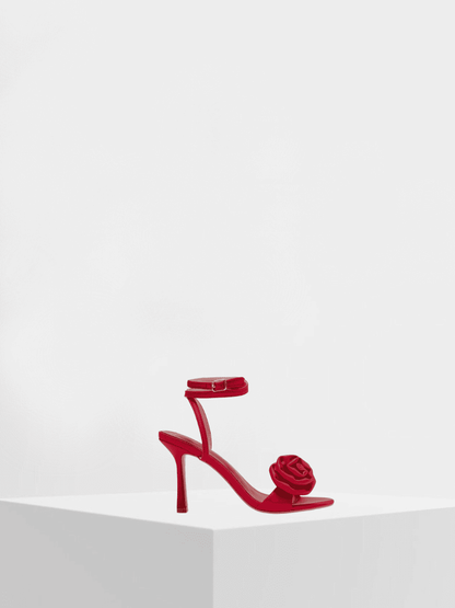 Cuccoo Rose Detail Open Toe Heel