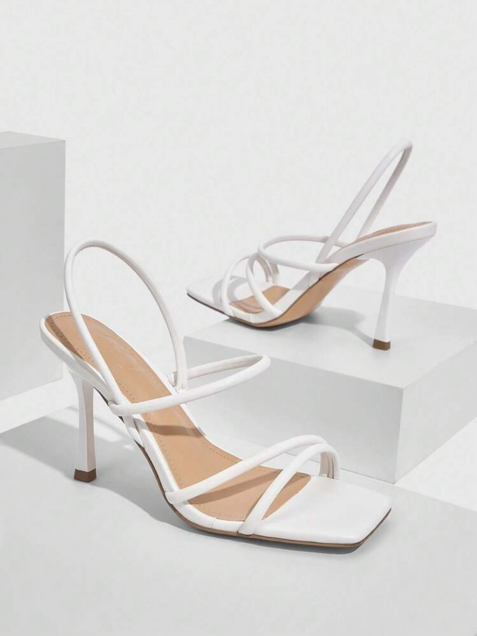 Cuccoo White Criss Cross Heels