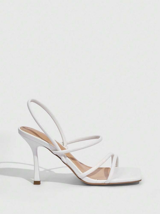 Cuccoo White Criss Cross Heels
