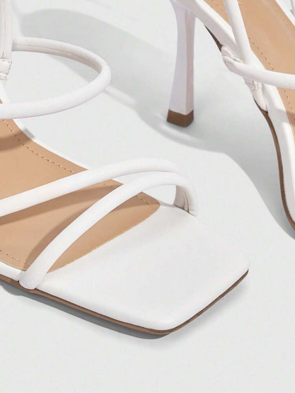 Cuccoo White Criss Cross Heels