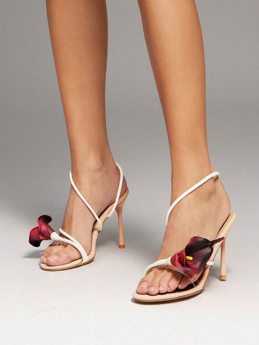 Flower Detail Criss-Cross Heels