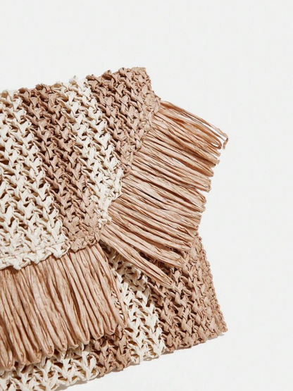 Fringe Trim Woven Bag