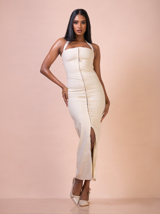 The De-Villè Halter Neck Linen Maxi