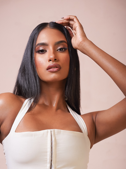 The De-Villè Halter Neck Linen Maxi
