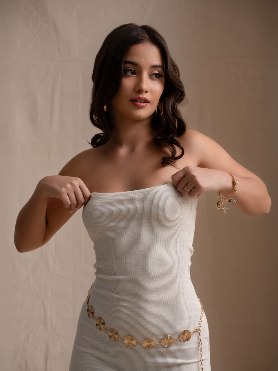 Kaia Ribbed Maxi With Waist Chain