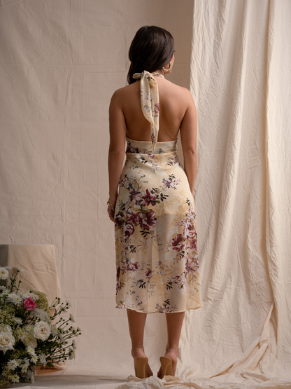 Lemon Chiffon Floral Midi