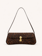 Leopard Print Buckle Detail Baguette Bag