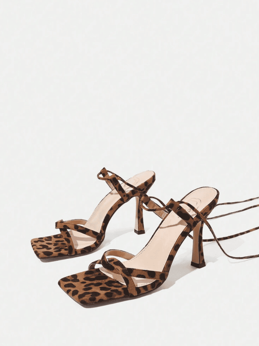 Leopard Print Open Toe Heel