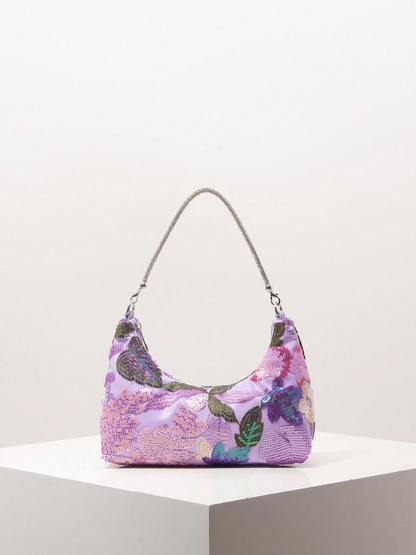 Michelle Floral Embroidery Dahlia Bag