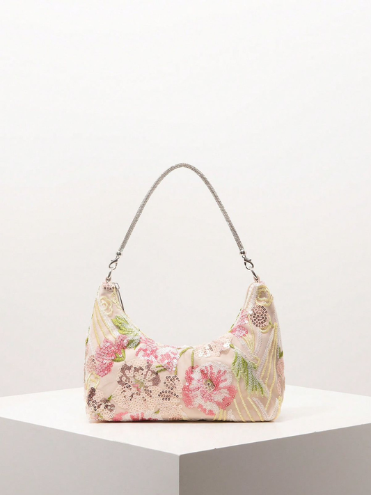 Michelle Floral Embroidery Pink Meadow Bag