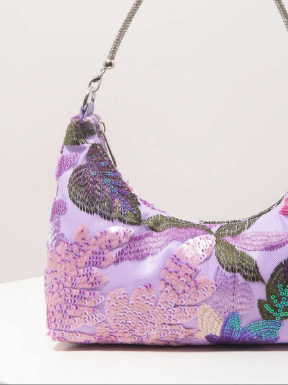Michelle Floral Embroidery Dahlia Bag