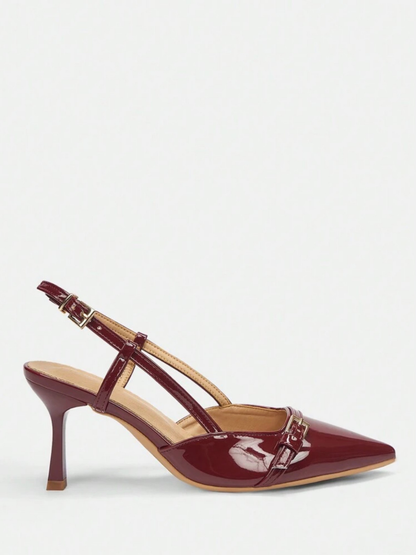 Missguided Burgundy Leather Stiletto