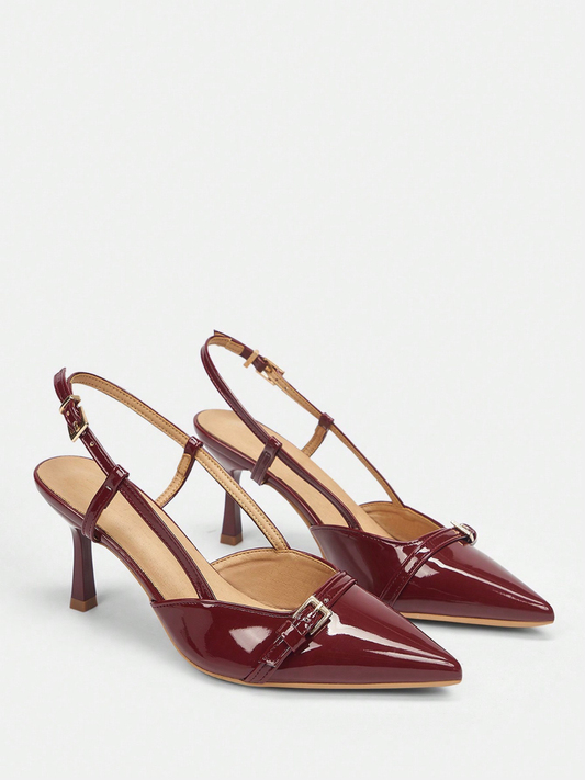 Missguided Burgundy Leather Stiletto