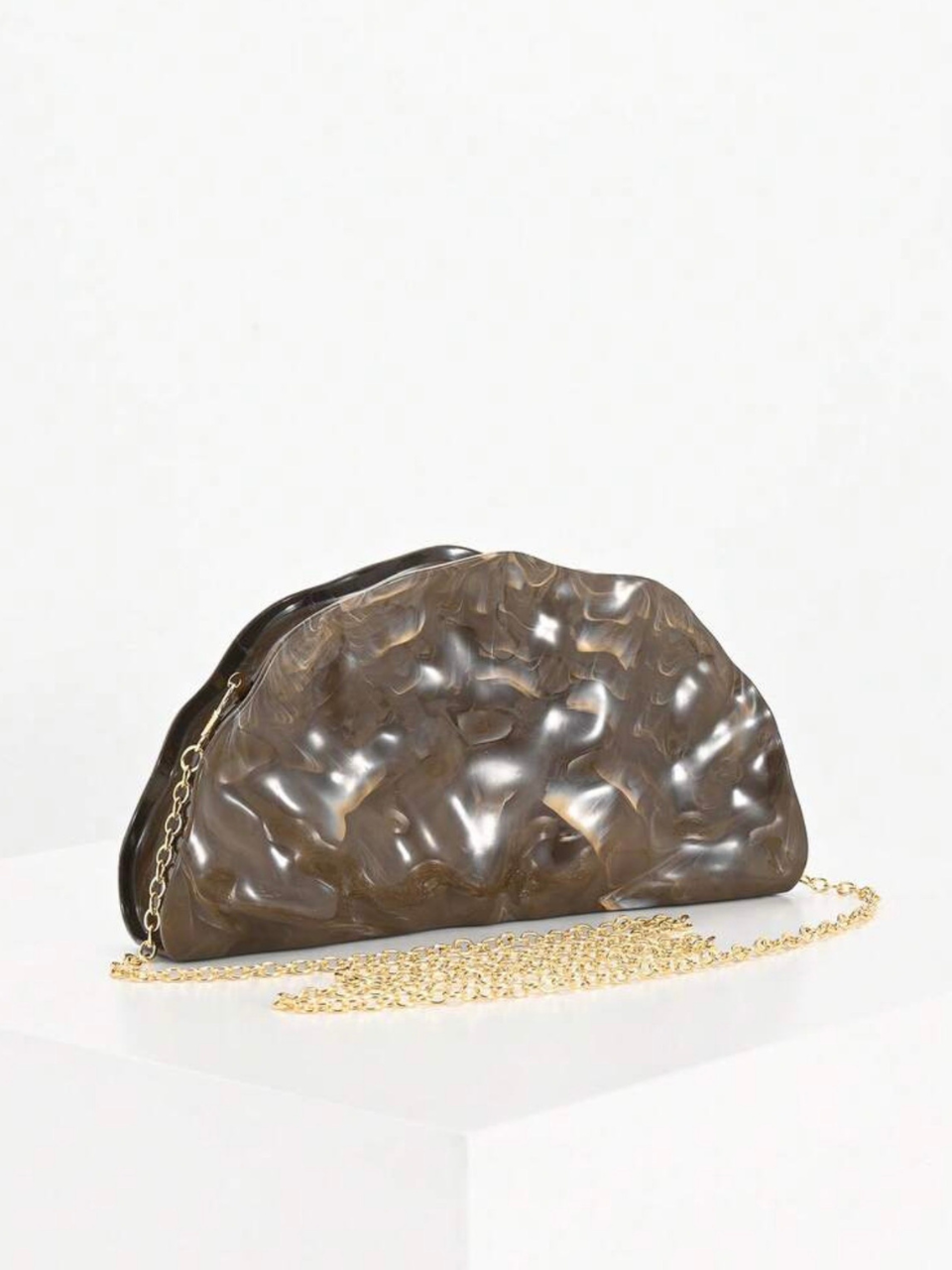 Textured Chain Clutch Bag