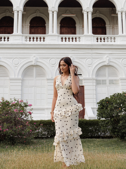 The Butterscotch Ruffle Maxi Dress