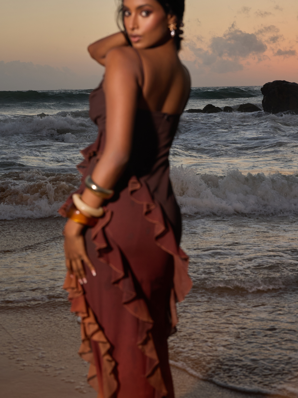The Capri Reverse Ombré Ruffle Maxi Dress
